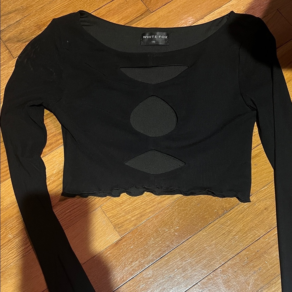 White Fox Boutique Black Cut-Out Crop Top